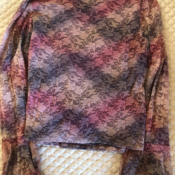 INC long sleeved multi colored lace top - Picture 4 of 4